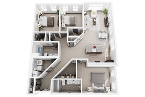 Floor plan for 3 beds, 2 baths, 1475 sqft